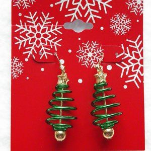 Spiral Christmas Tree Dangle Earrings